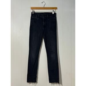 Mother Looker Skinny Jeans Blackbird High Rise Raw Hem Women’s 24